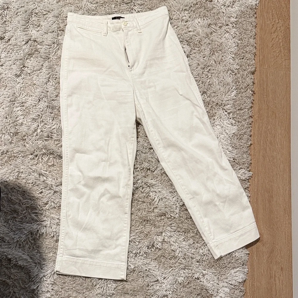 Quince White Cotton Wide Leg Cropped Pants 27 Minimalist Classic Nautical